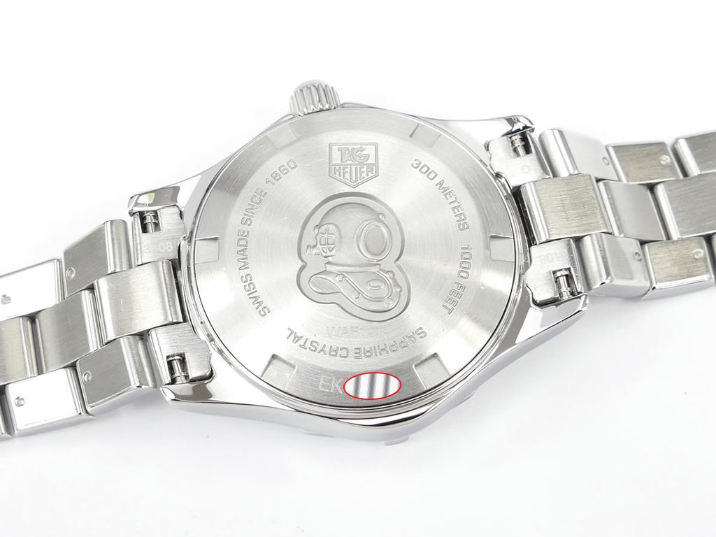 TAG Heuer Aquaracer WAF1414.BA0823 case back with frogman