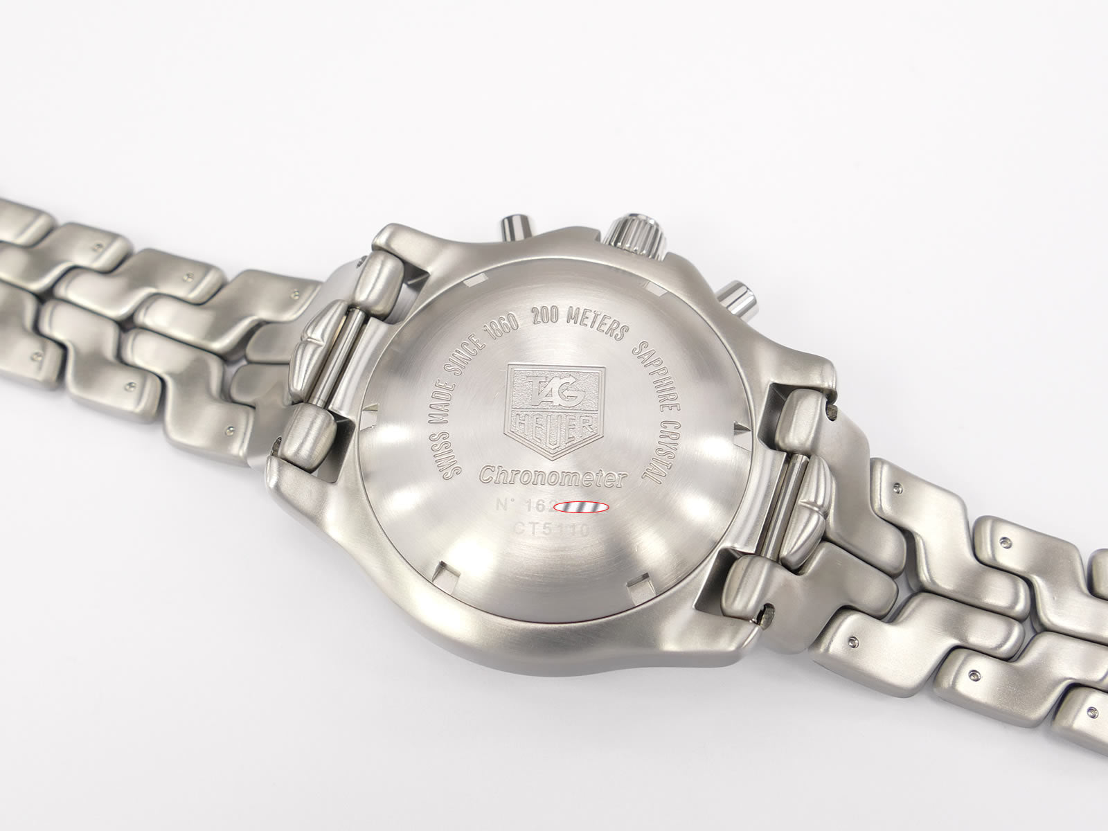TAG Heuer Link Chronograph CT5110 stainless steel screw down case back