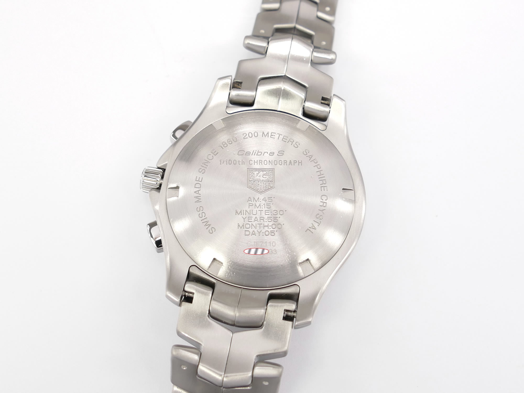 TAG Heuer Link CJF7110 Calibre S stainless steel screw down case back