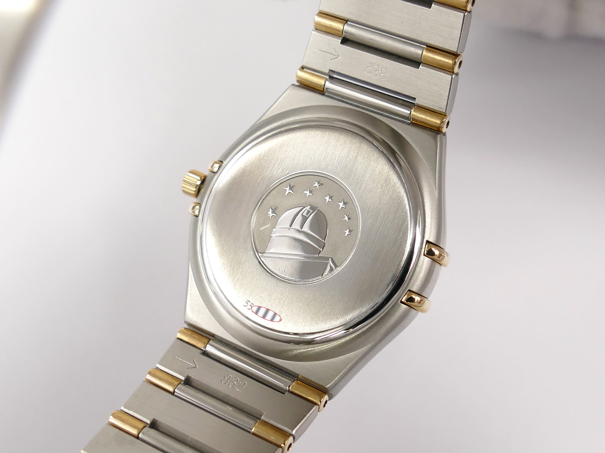 Omega Constellation 1312.30.00 stainless steel case back with observatory