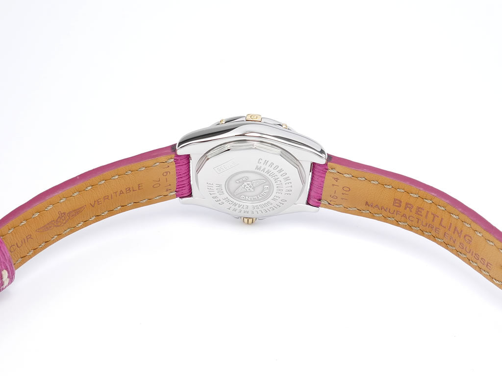 Breitling Cockpit Lady 18k Gold B71356 side and genuine strap
