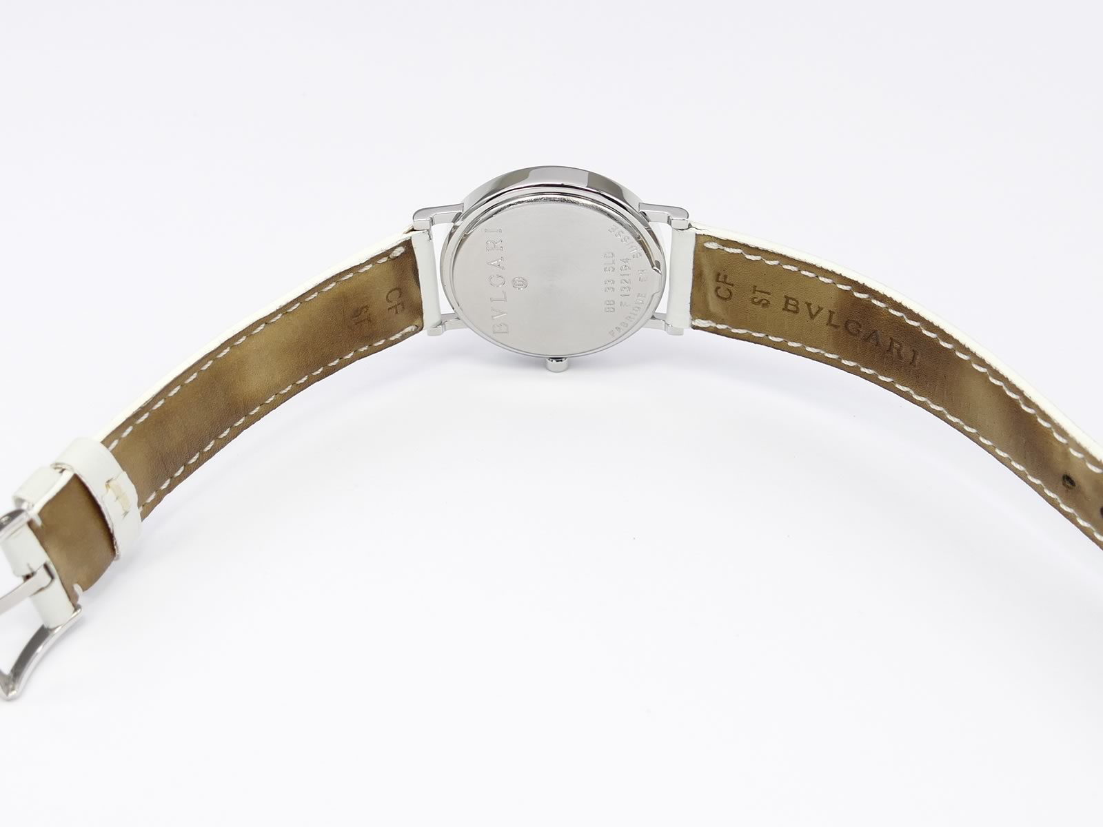 Bvlgari BB 33 SLD white leather strap