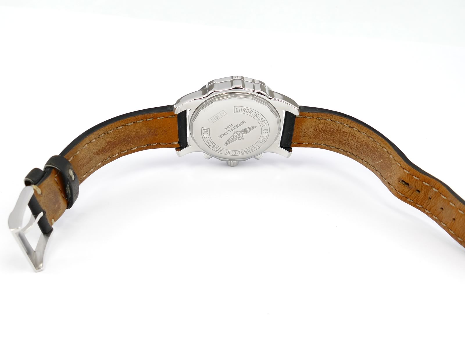 Breitling Colt Chrono II A73387 two piece black leather strap
