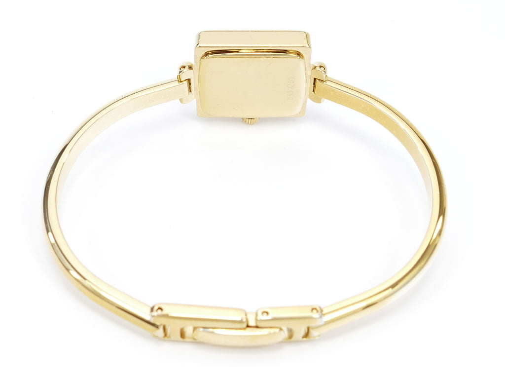 Gucci 1900L White Dial 18k Yellow Gold Plated Bangle Quartz Watch Square