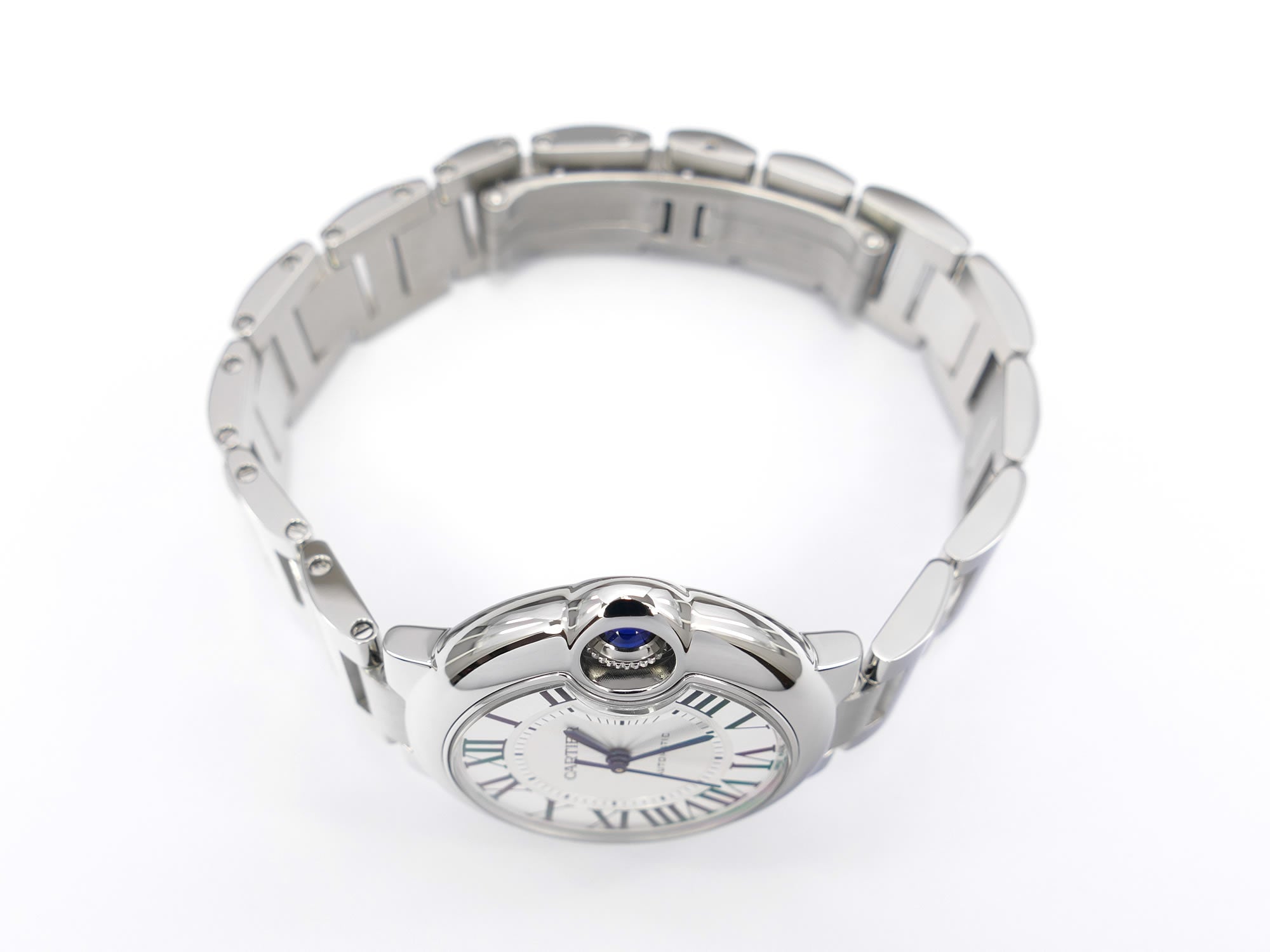 Cartier Ballon Bleu W6920071 crown with sapphire cabochon