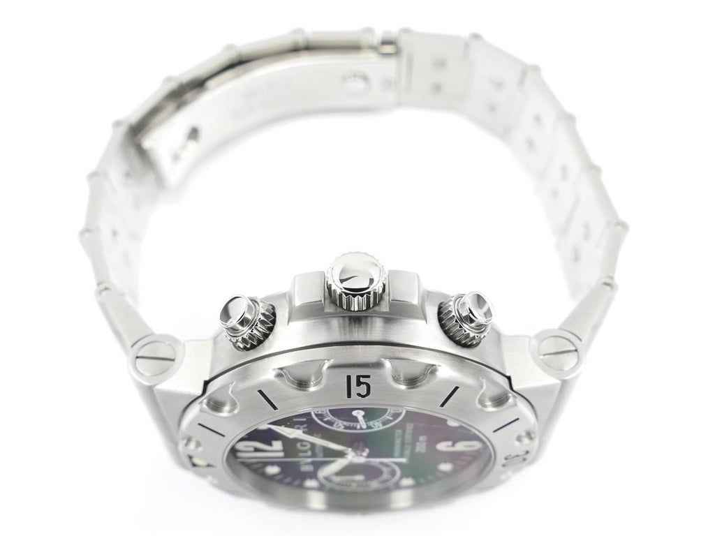 Bulgari Diagono Scuba Chronograph Black SCB38S screw down pushers and crown