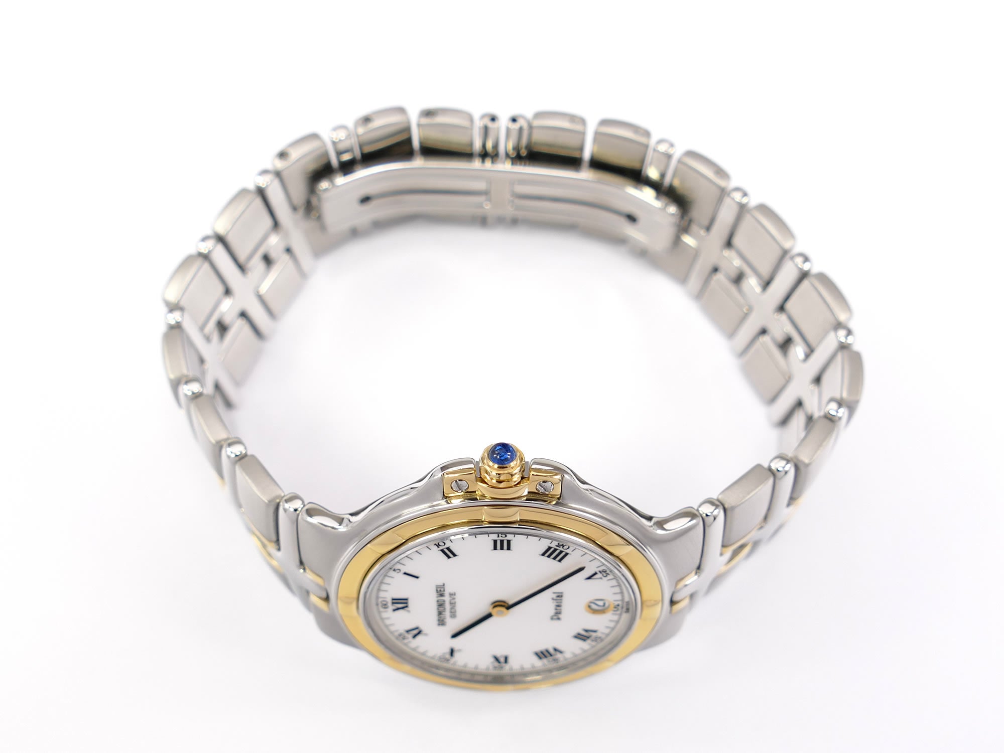 Raymond Weil Parsifal 9190 18k gold plated crown with sapphire cabochon
