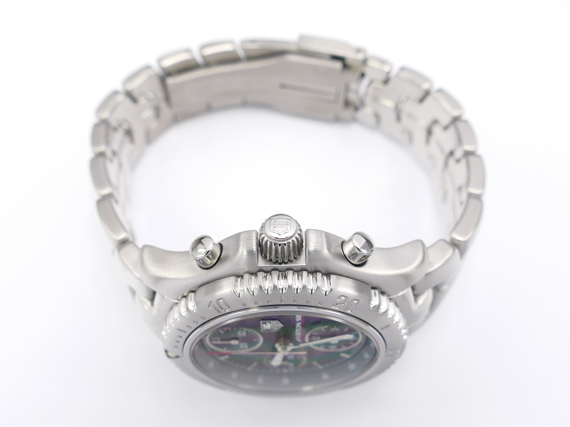 TAG Heuer Link Chronograph Ayrton Senna CT2114 stainless steel screw down crown