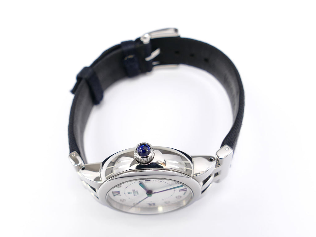 Tudor Clair de Rose 35500 stainless steel screw down crown with blue cabochon