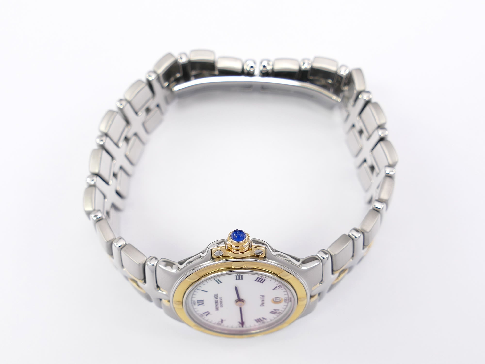 Raymond Weil Parsifal 9990 18k Gold plated crown with blue cabochon