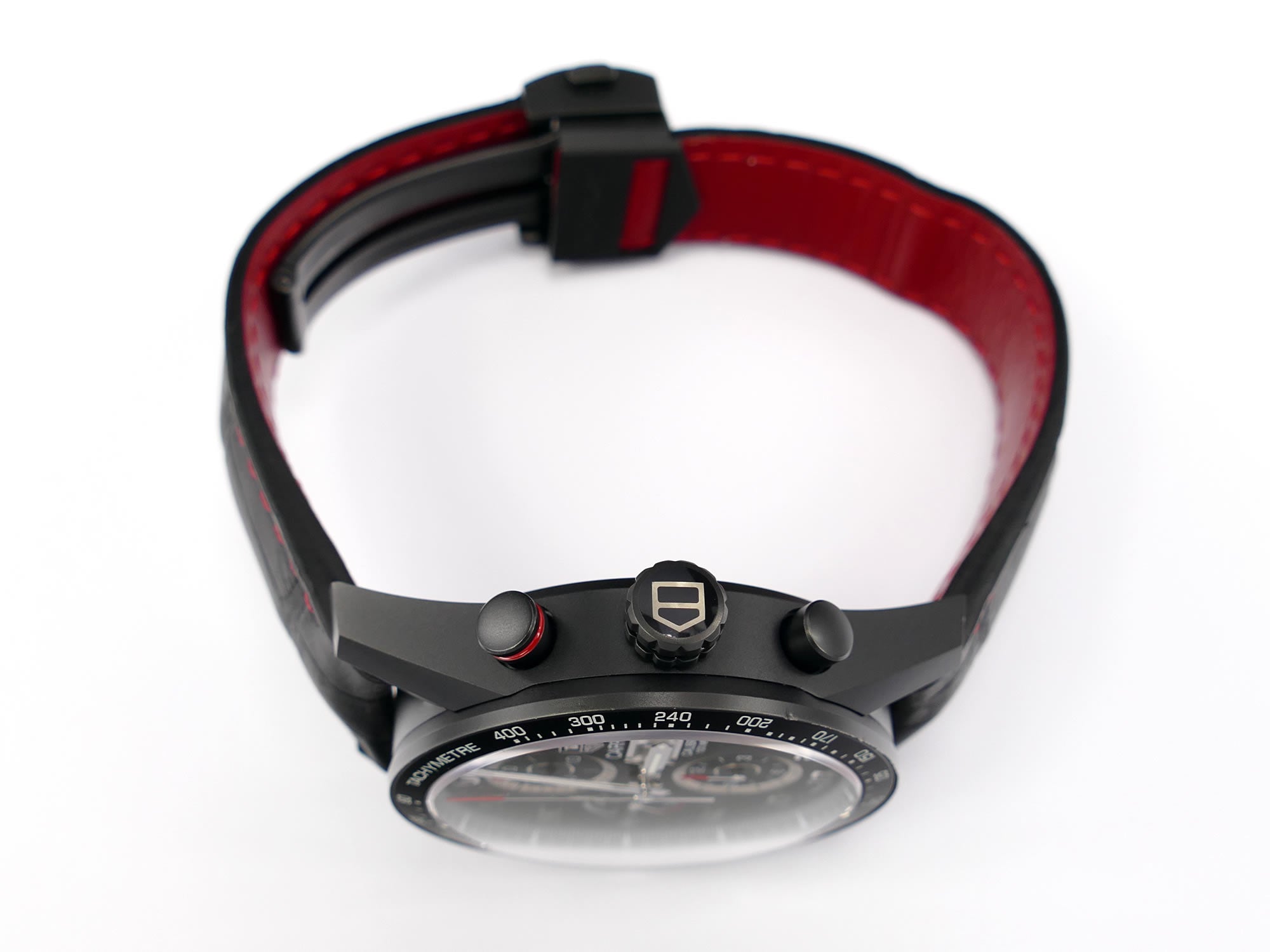 TAG Heuer Carrera Chronograph CV2A81 titanium crown and pushers