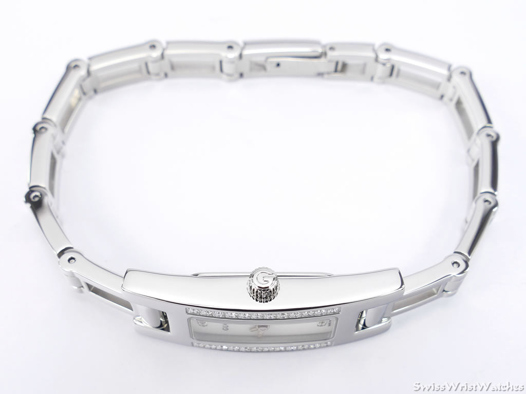 Gucci 3900 L White Mother of Pearl Dial 26 Diamonds Stainless Steel YA039512