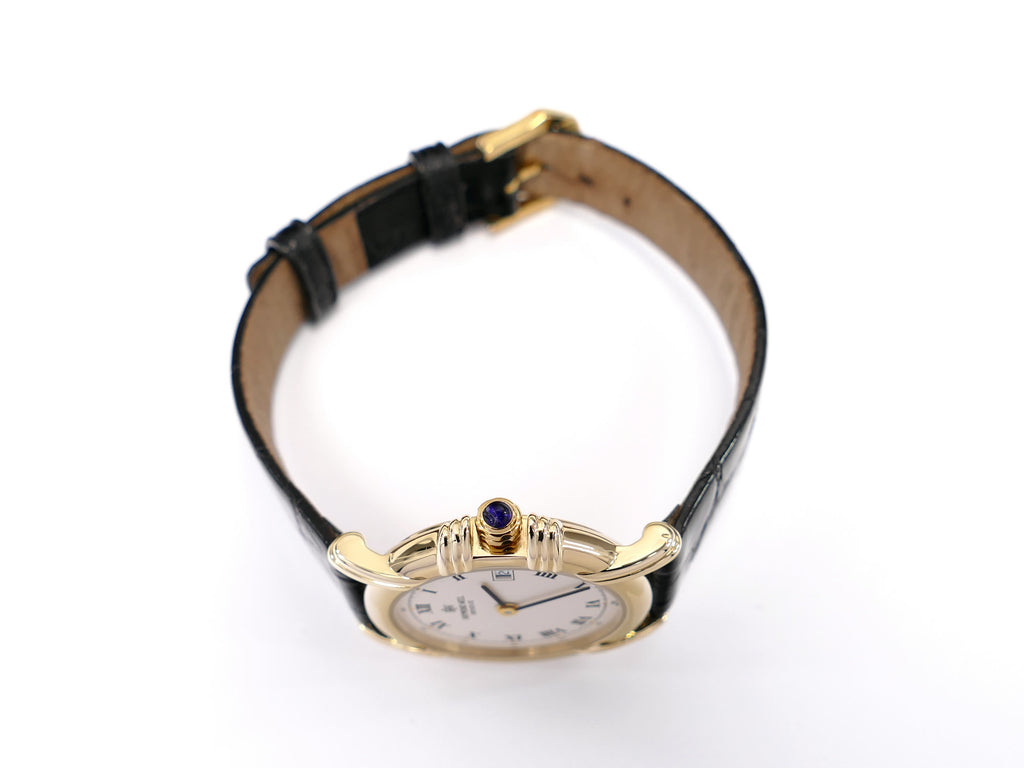Raymond Weil Traditional 9955 18k Gold Plated crown with blue cabochon