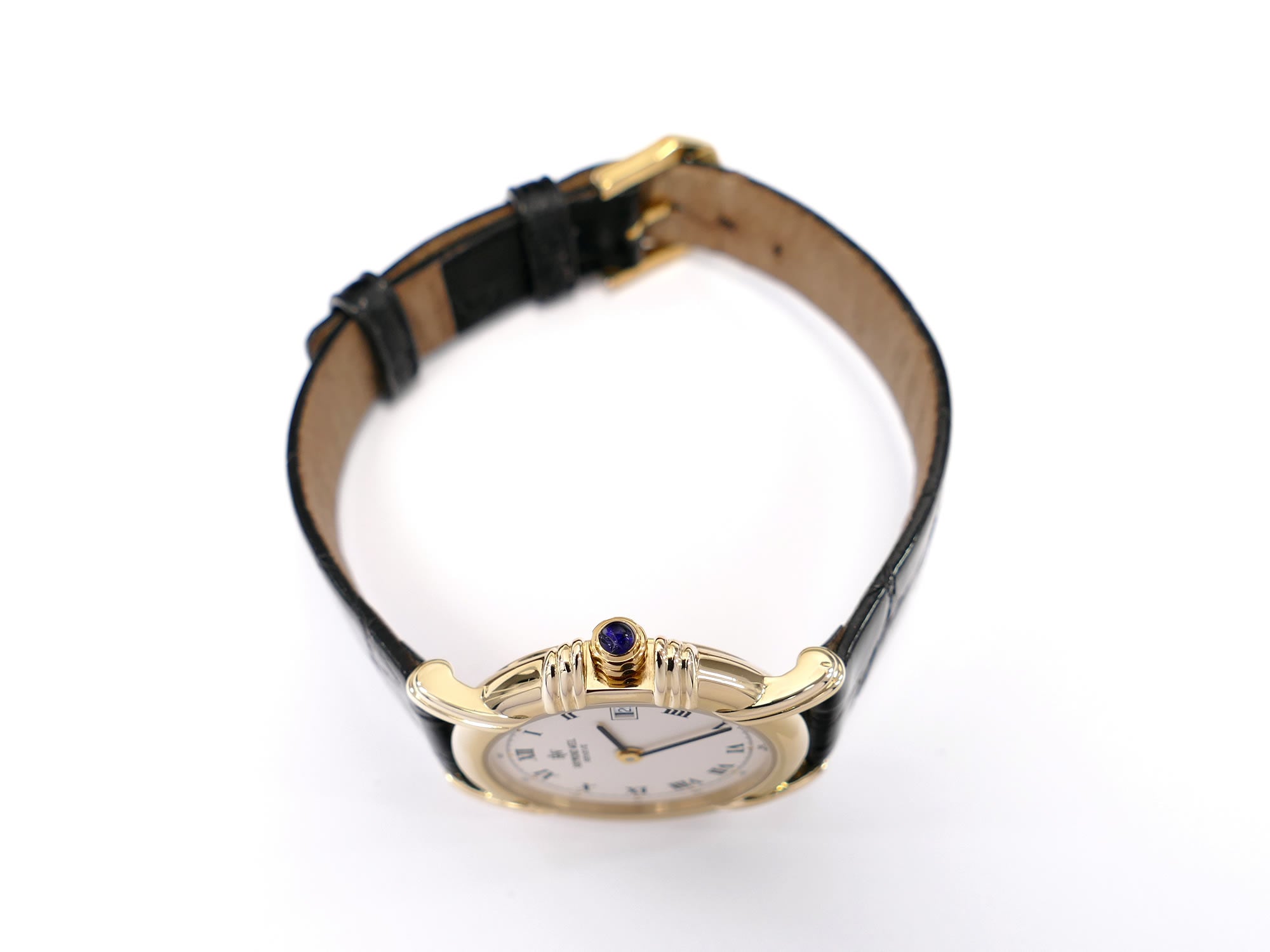 Raymond Weil Traditional 9955 18k Gold Plated crown with blue cabochon