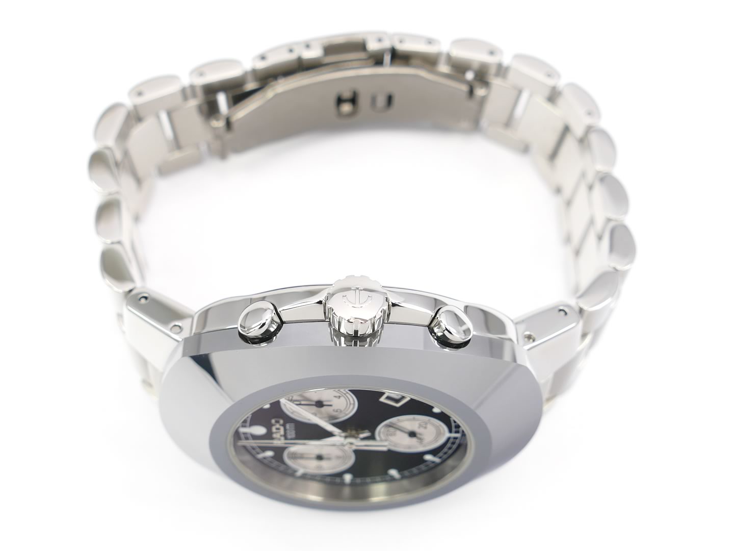 Rado Diastar Chronograph Black 541.0638.3 stainless steel crown and pushers