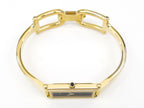 Gucci 1500 L Black Dial 18k Gold Plated crown with black cabochon