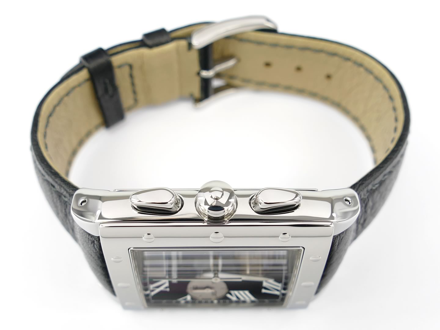 Raymond Weil Tango Chronograph Black 4881-STC-0020 stainless steel crown and pushers