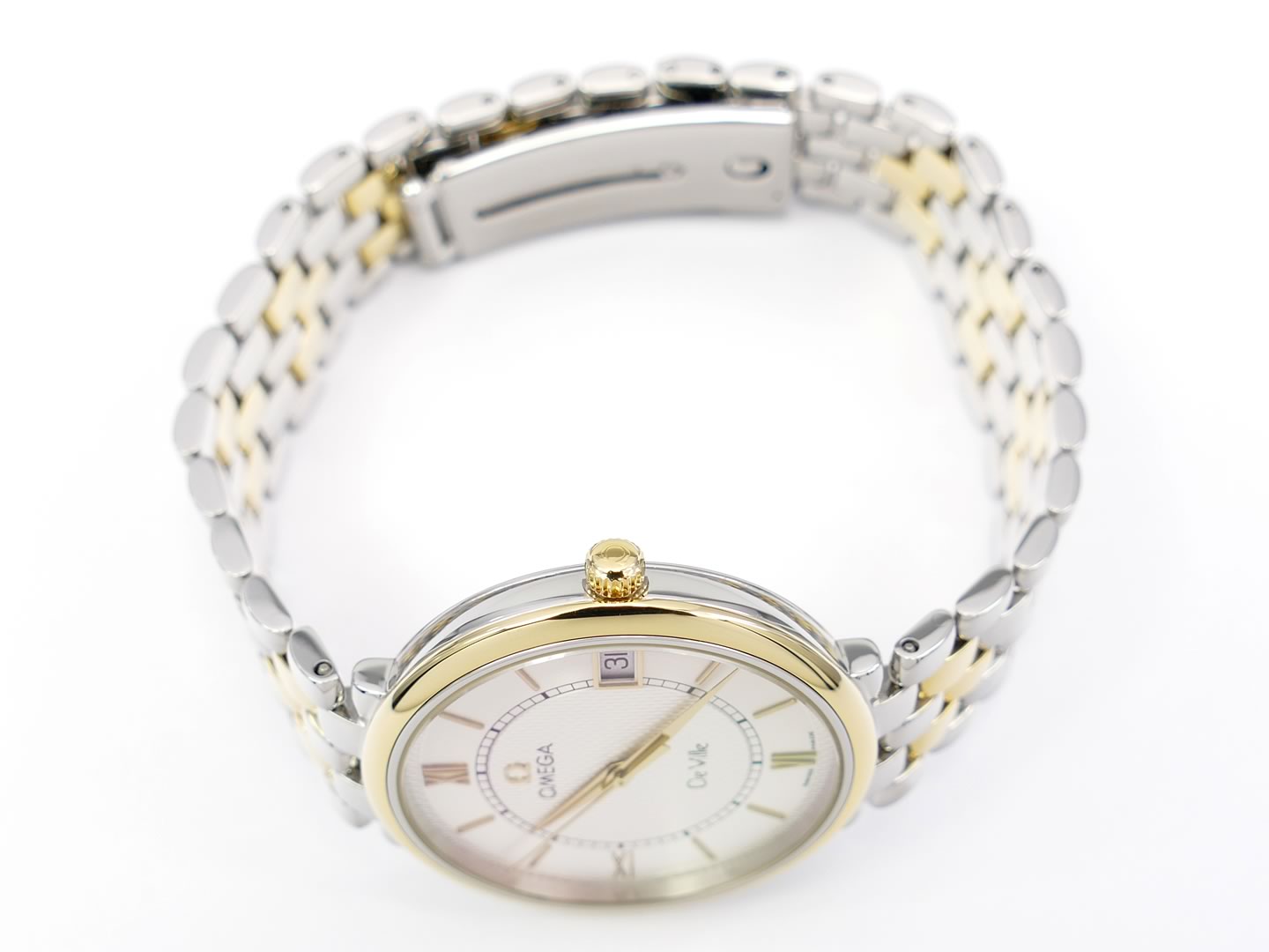 Omega De Ville Silver Dial 7314.31.00 18k solid gold crown