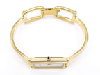 Gucci 1500 L White on 18k Gold Bangle crown with black cabochon