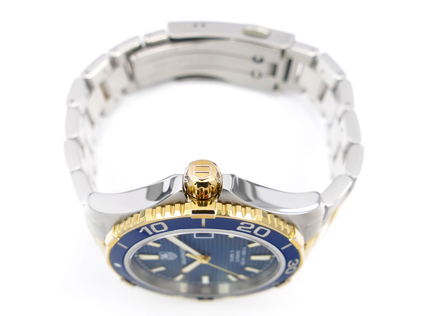 TAG Heuer Aquaracer Calibre 5 WAK2120.BB0835 screw down gold crown