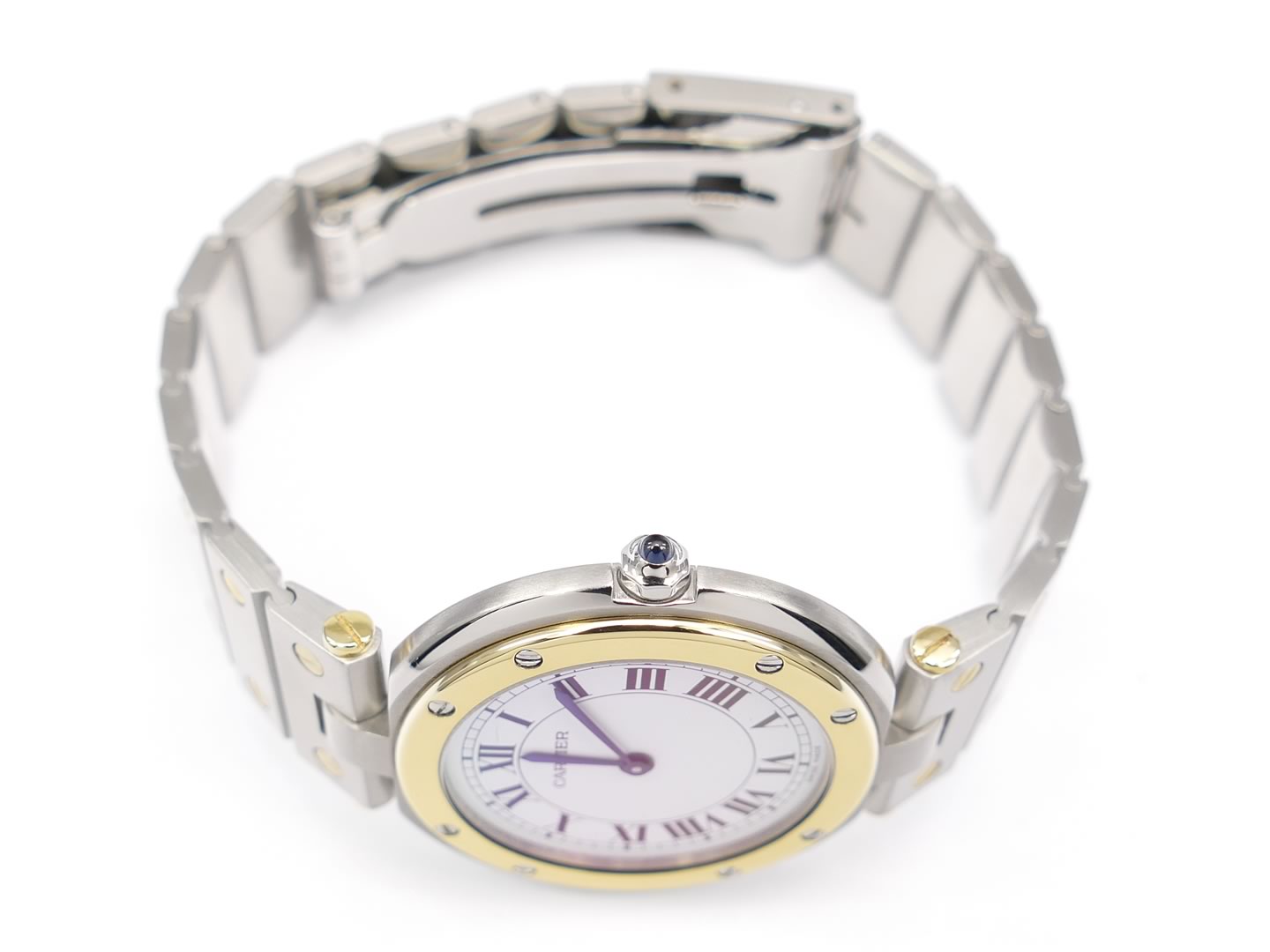 Cartier Ronde Solo White stainless stel crown with blue cabochon
