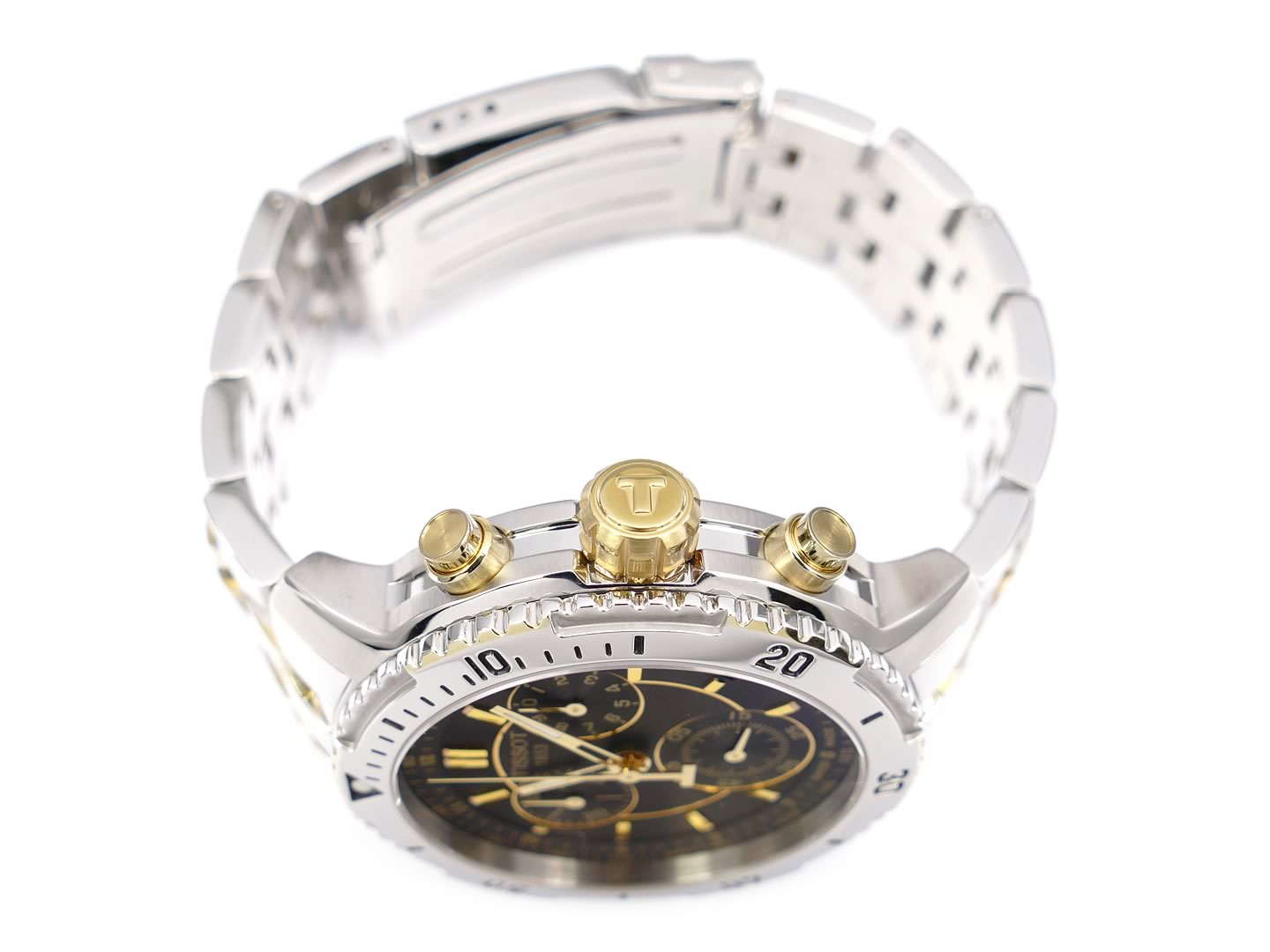 Tissot T-Sport PRS200 18k Gold coated crown and pushers
