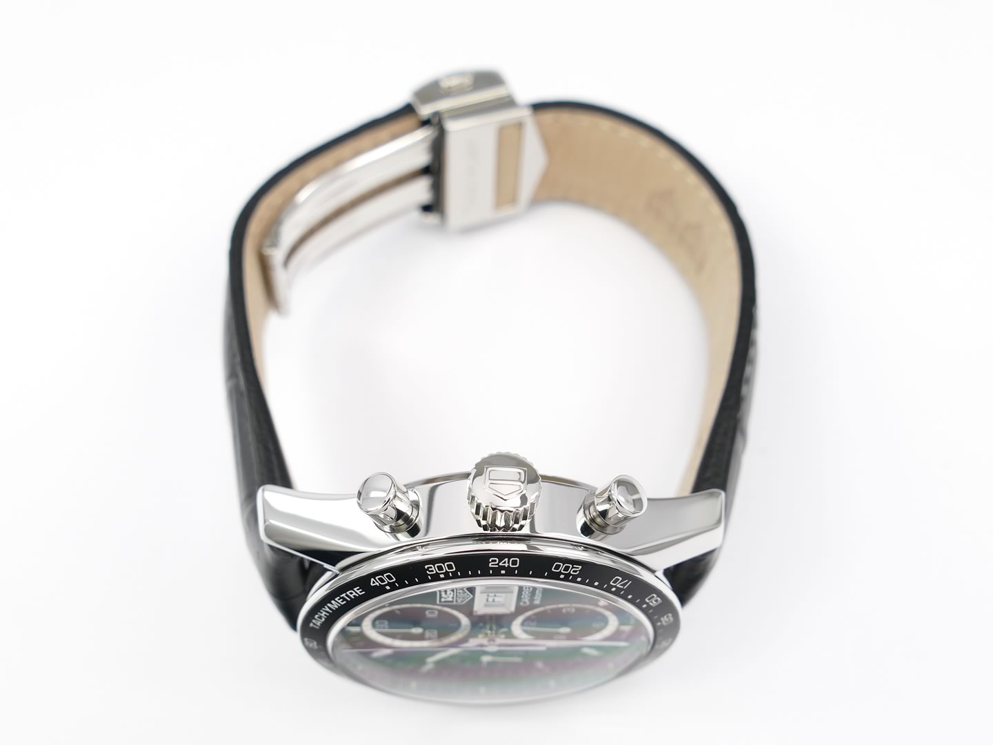 TAG Heuer Carrera Calibre 16 CV201AG stainless steel crown and pushers