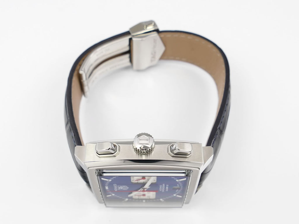 TAG Heuer Monaco Chronograph Blue CAW2111.FC6183 crown and pushers