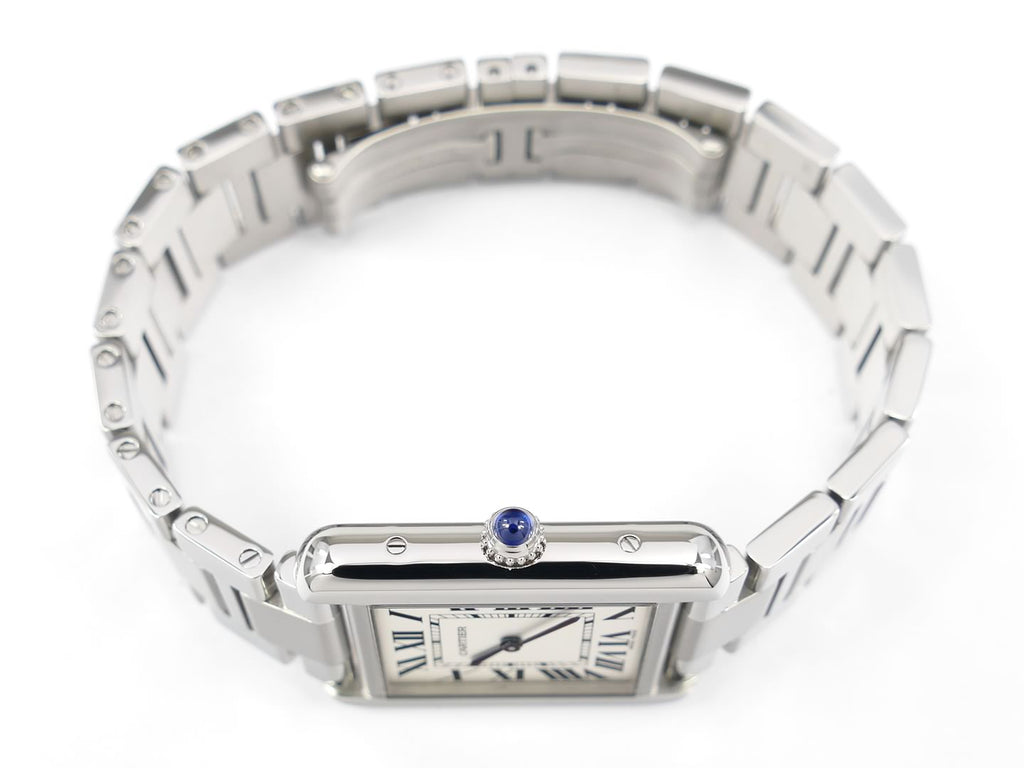 Cartier Tank Solo 3170 crown with blue cabochon