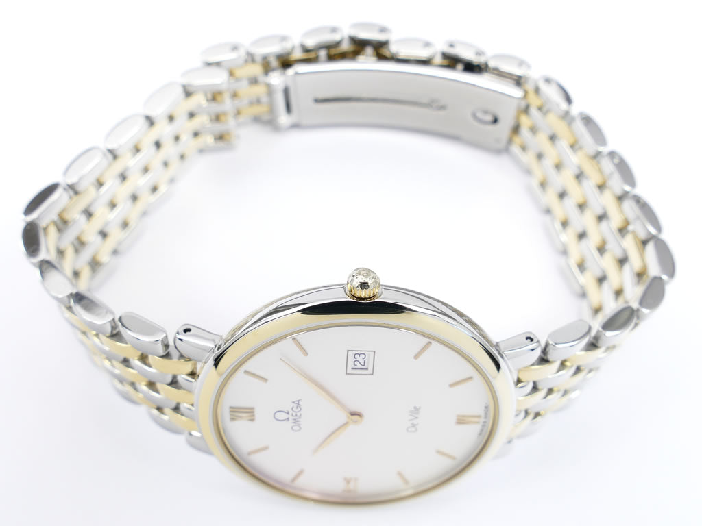 Omega De Ville Silver Dial 396.2379 Solid 18k Gold & Stainless Steel Quartz