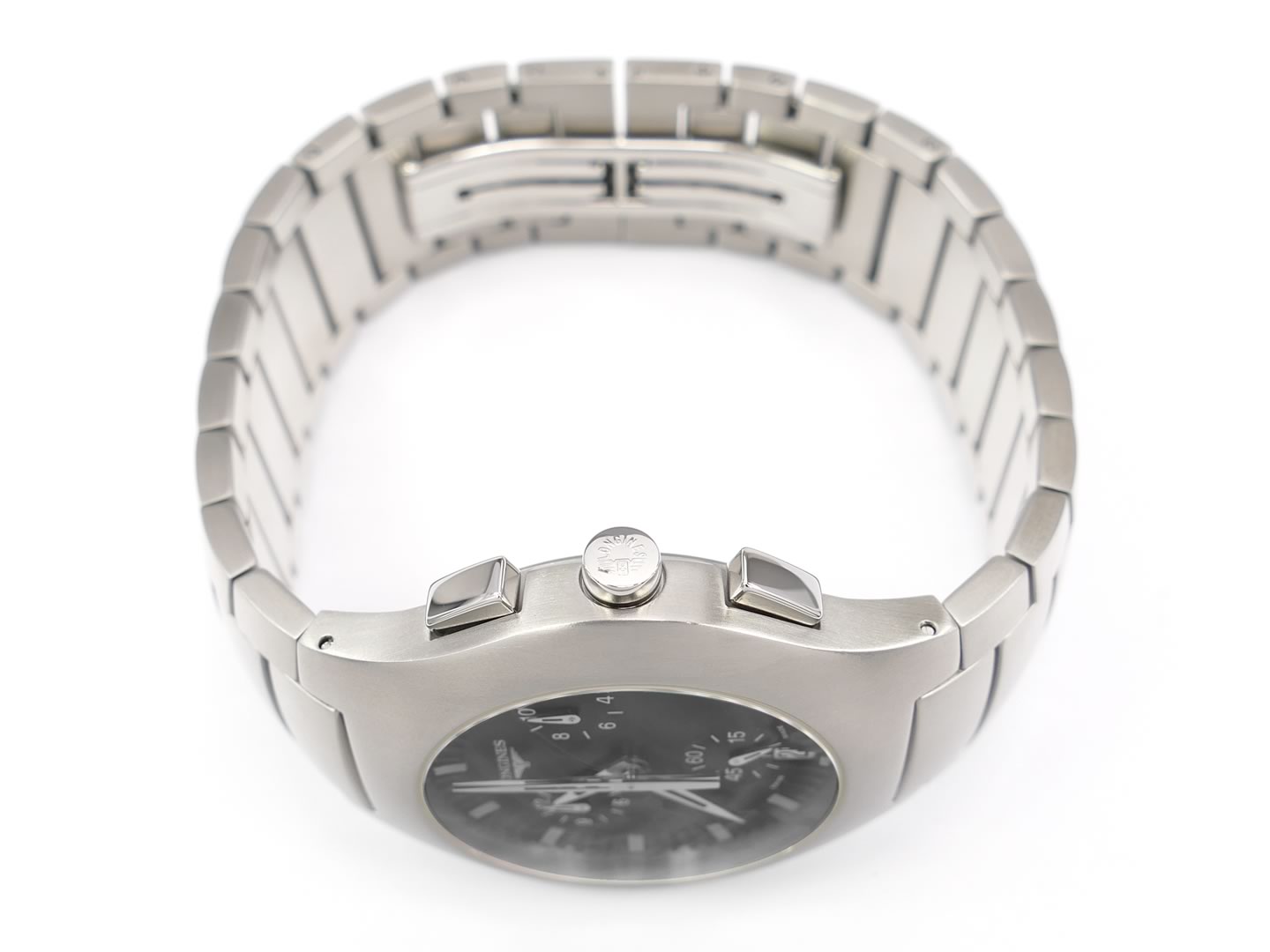 Longines Oposition Chronograph L3.618.4.52.6 stainless steel crown and pushers