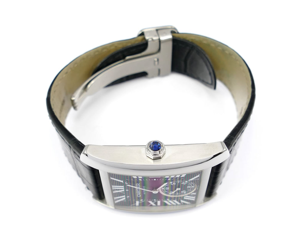Cartier Tank MC 3589 stainless steel crown with synthetic spinel decoration