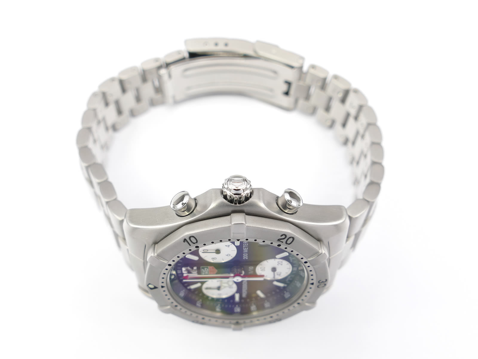 TAG Heuer 2000 Chronograph Black CK1110-0 screw down stainless steel crown