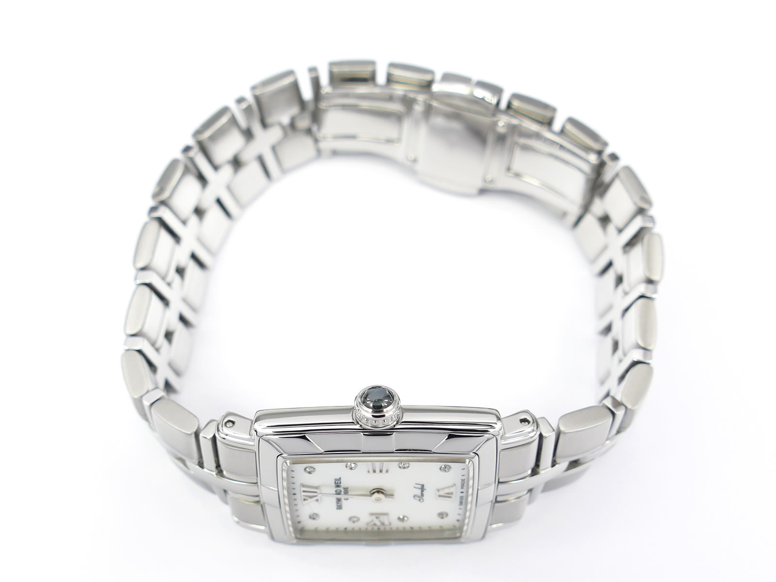 Raymond Weil Parsifal 9741 stainless steel crown with blue cabochon
