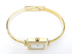Gucci 1900L White Dial 18k Yellow Gold Plated Bangle Quartz Watch Square