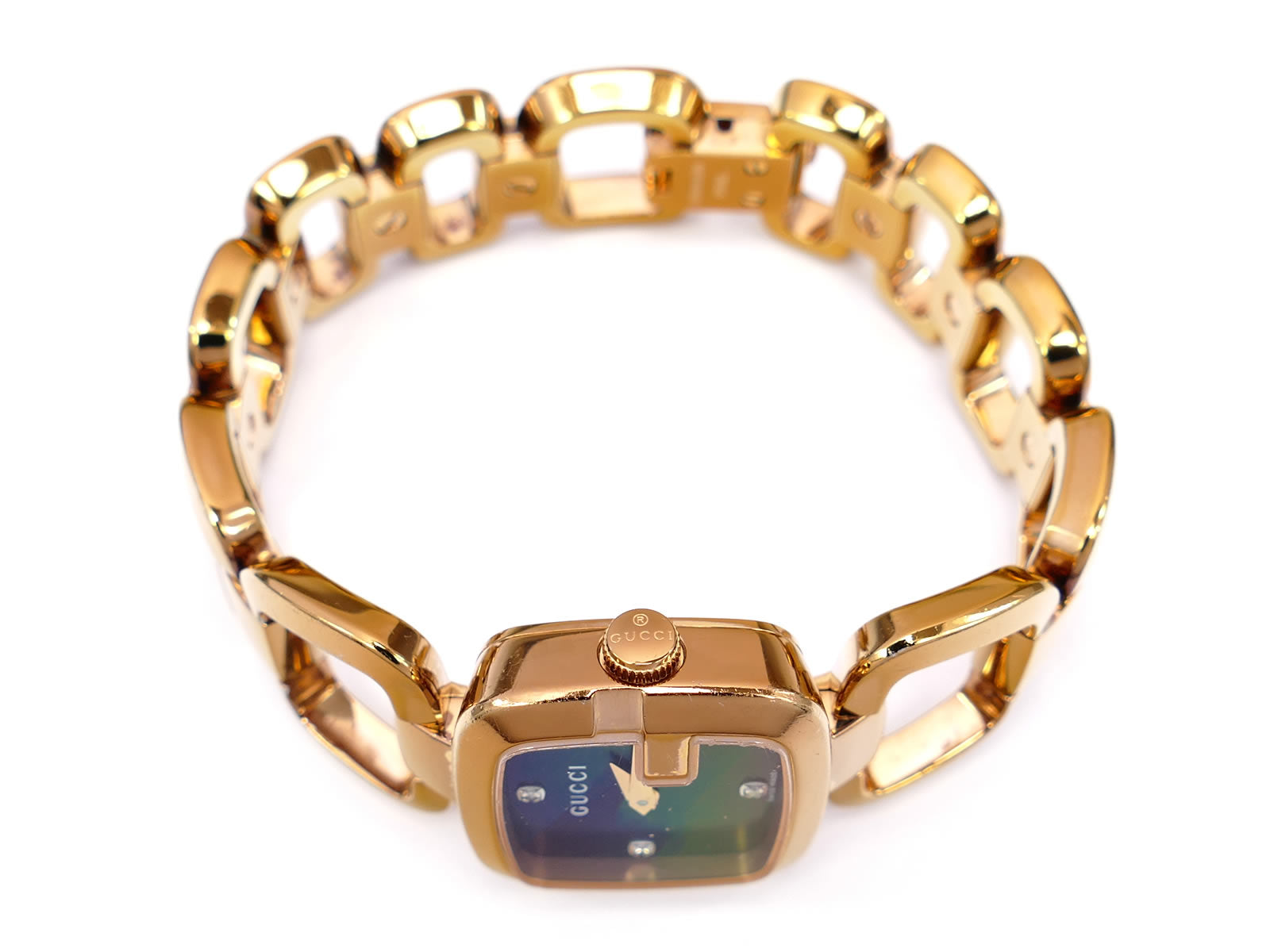 Gucci G Black 3 Diamond Dial 125.5 Rose Gold PVD YA125512 – SWWatches