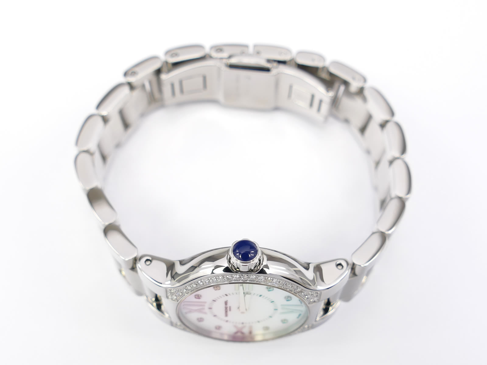 Raymond Weil Noemia 5927 stainless steel crown with blue cabochon