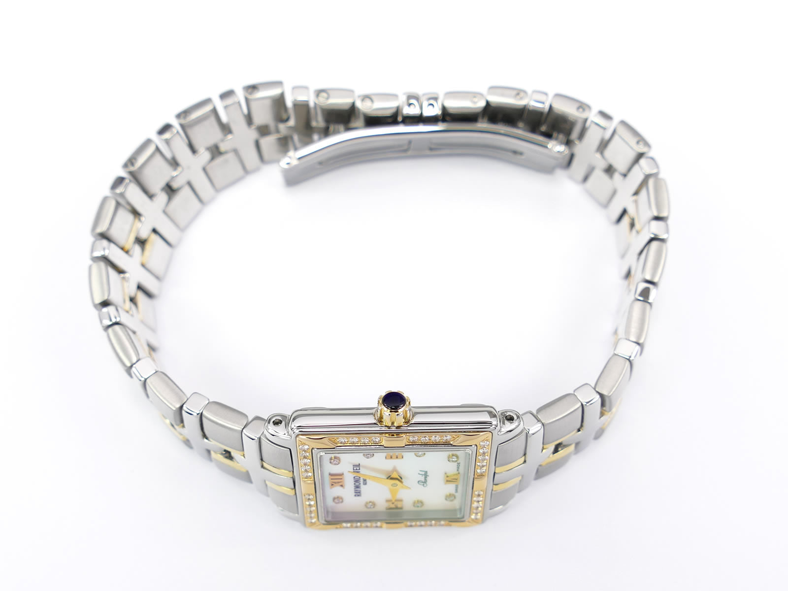 Raymond Weil Parsifal 9630 18k gold plated crown with blue cabochon
