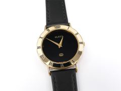 Gucci 3000M Black Dial 18k Gold Plated